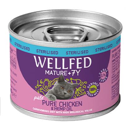 Wellfed Sterilised Mature 7+ Chicken with Ηemp Οil